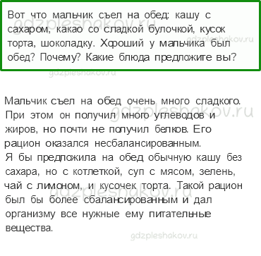 Учебник. Часть 1 – Наше питание (стр. 141) – Обсудим – 1 - 0