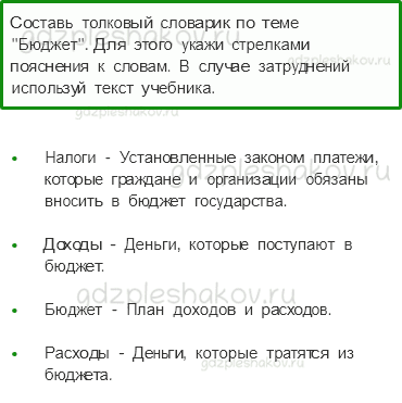Рабочая тетрадь. Часть 2 – Чему учит экономика (стр. 46) – Государственный бюджет – 1 - 0
