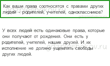 Учебник. Часть 2 – Основной закон России и права человека (стр. 162) – Обсудим – 1 - 0